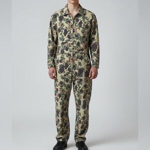 Vtg Duck Camo Boiler Suit Distressed Canvas Workwear Jumpsuit Thrashed Mechanic